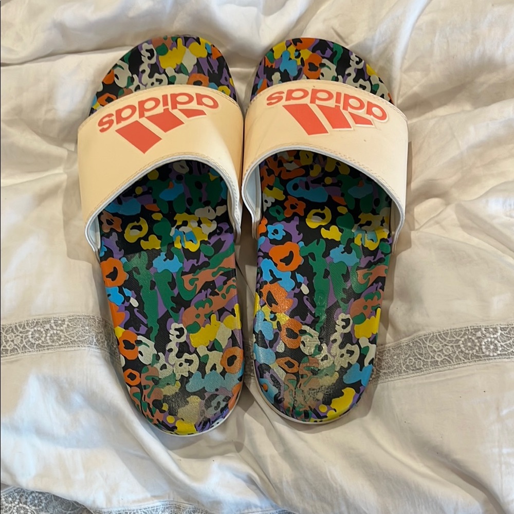 Adidas Floral Slide Sandals - Multicolor